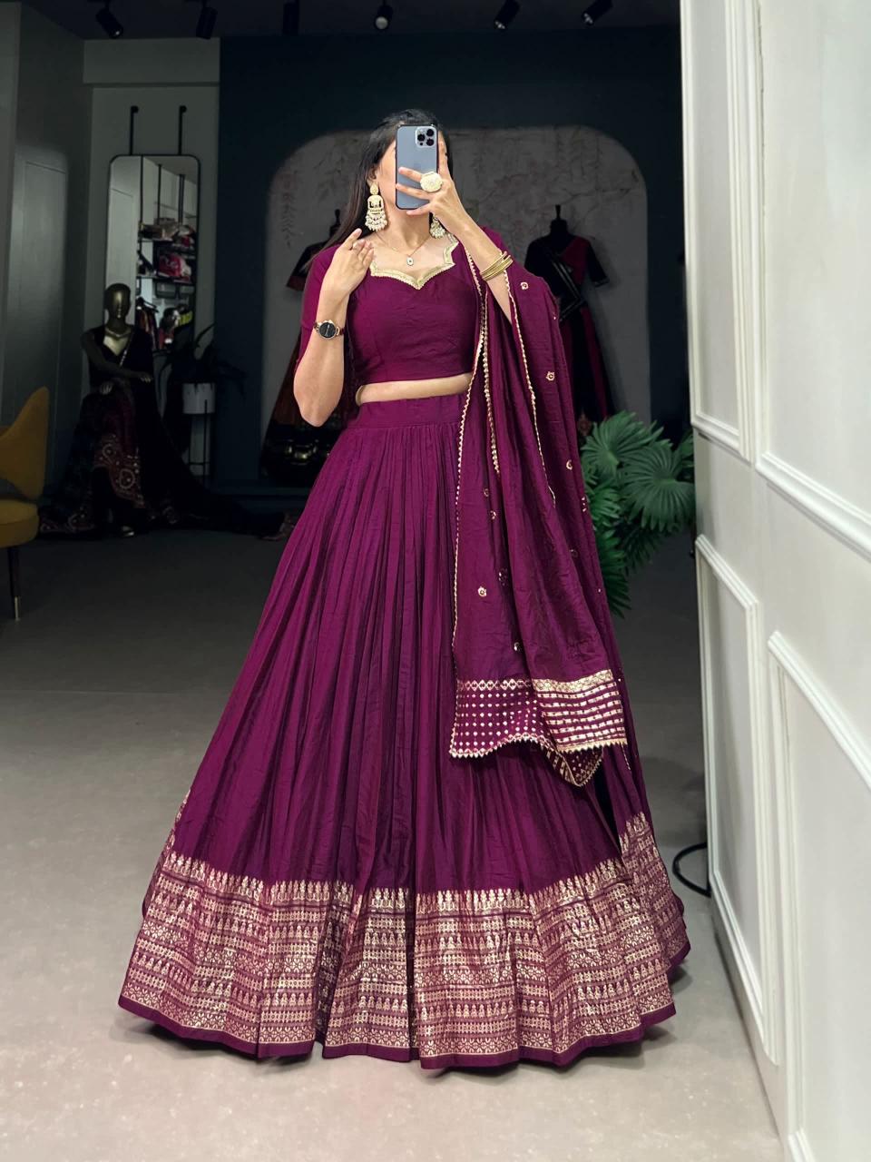 Wine Lehenga choli with price in Kerala